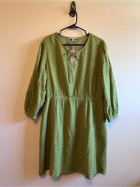 Daniel Rainn Green Floral Tie-Neck Women’s Dress